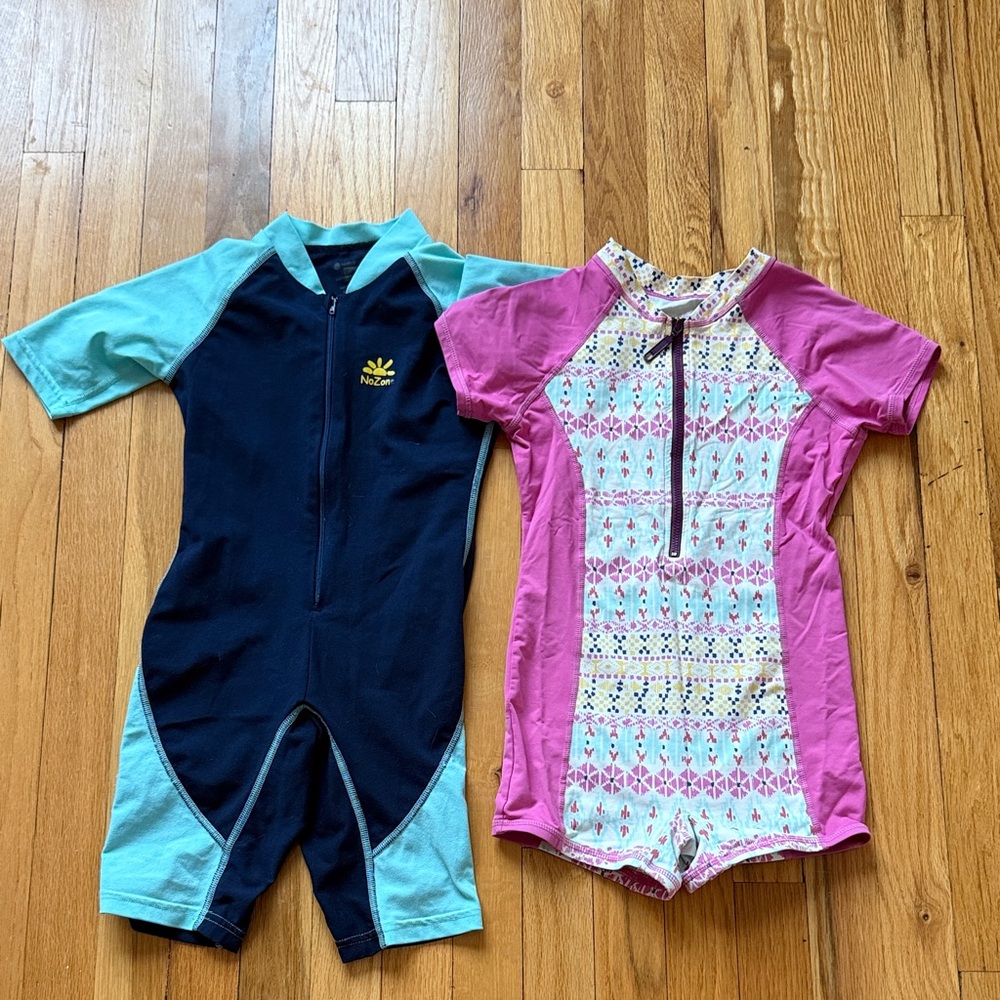 Garnet Hill Kids Swim Rashguards - Blue and Pink